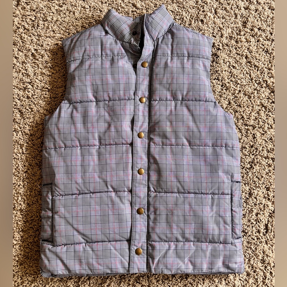 Janie and Jack Gray/Blue/Red Plaid Puffer Vest - big kid size 10/12